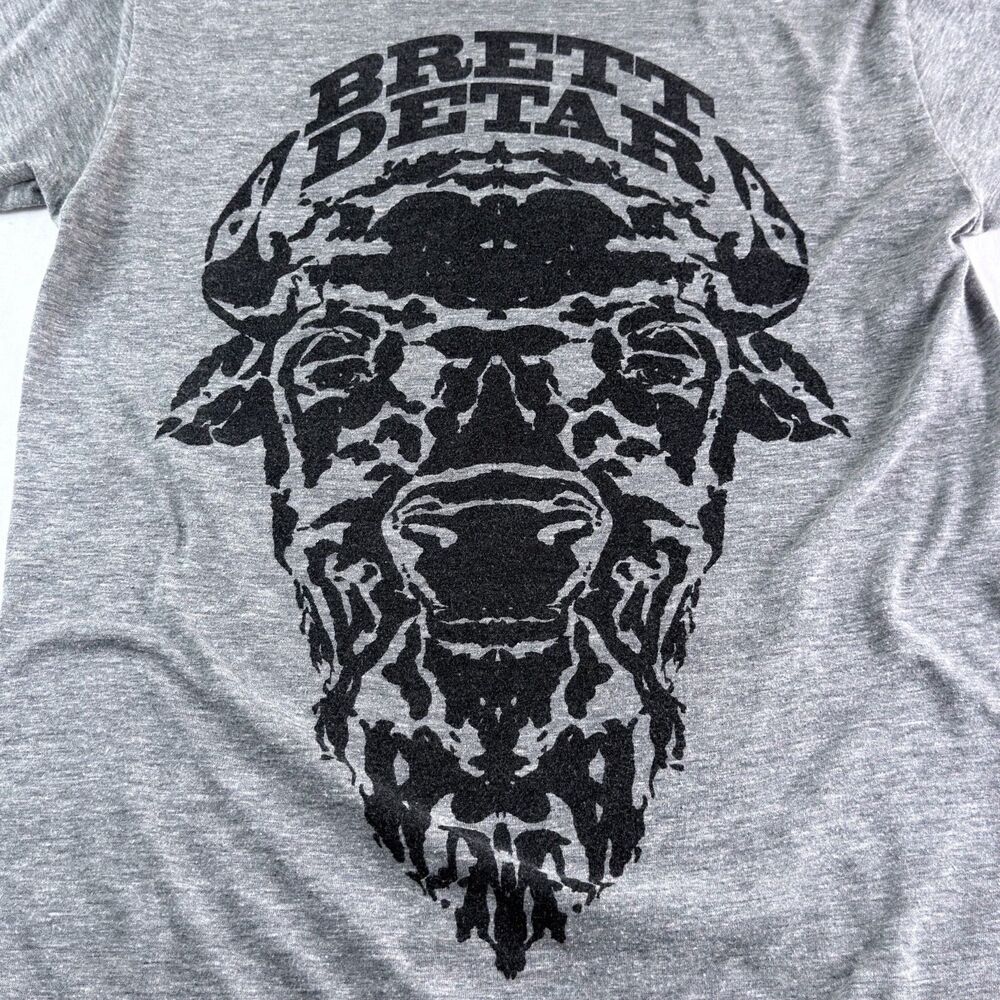 brett detar buffalo skull graphic band t shirt gray americana rock tee medium - Picture 2 of 8